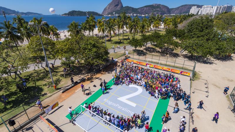 Sports stars and the public unite to celebrate two years to go until the Rio 2016 Paralympic Games.