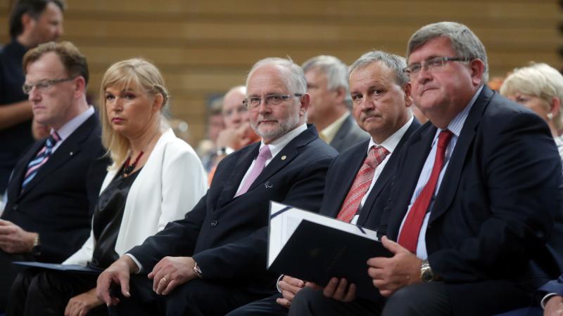 IPC President Sir Philip Craven with Croatian Paralympic President Ratko Kovacic at the 50th anniversary of para sport in Croatia.