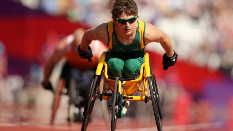 Wheelchair athlete on the track