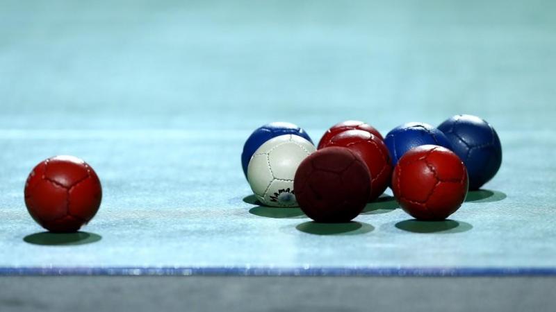 Boccia balls are seen as Great Britain take on Greece in Boccia during the National Paralympic Day at the Olympic Park on September 7, 2013 in London, Engla