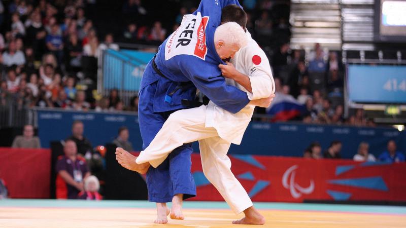 Two judoka during a competition