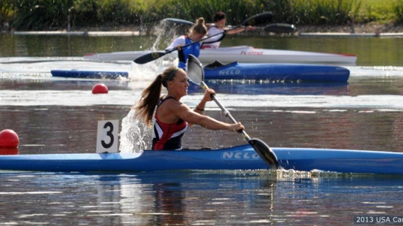 Women in canoe during a race
