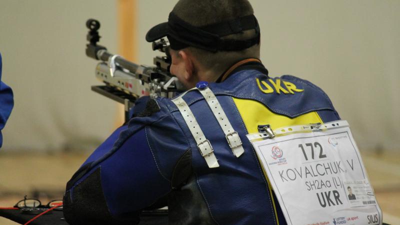 Ukraine's Vasyl Kovalchuk took gold ahead of Finnish world champion Minna Leinonen at a 2015 IPC Shooting World Cup.