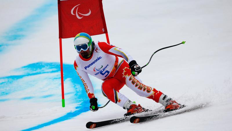 Chris Williamson of Canada competes in the Men's Giant Slalom Visually Impaired at the Sochi 2014 Paralympic Winter Games.