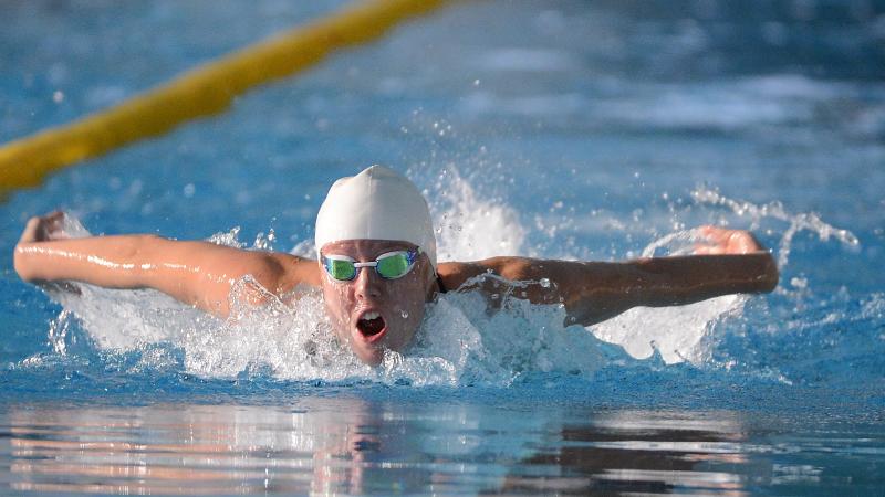 Darya Stukalova from Russia swims during the Women's 200M Individual Medley SM12 final during 2013 IPC Swimming World Championship in Montreal, Canada.