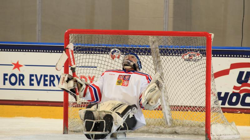 Jan Matousek at the 2015 IPC Ice Sledge Hockey World Championships A-Pool in Buffalo, USA.