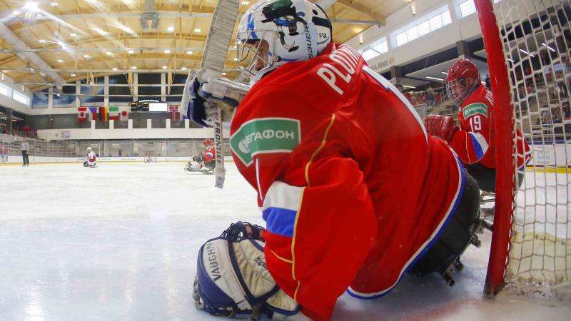 a male Para ice hockey player