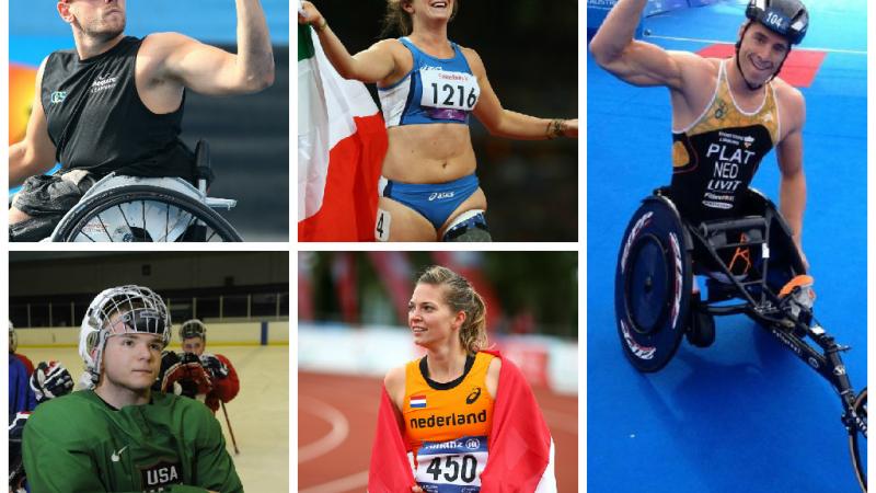 Collage of five athletes