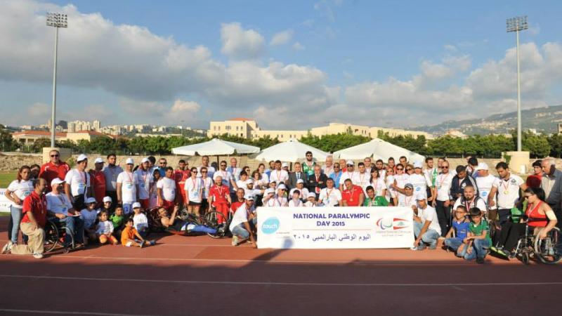 Group shot on an athletics track