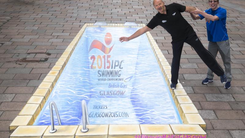 Scott Quin and David Wilki, both swimmers, launched a 3D swimmng pool to celebrate the 2015 IPC Swimming World Championships
