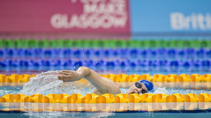 A swimmer races