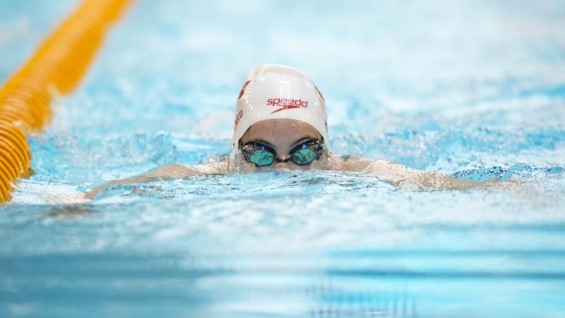 Aurelie Rivard competes at the 2015 IPC Swimming World Championships Glasgow, Great Britain.