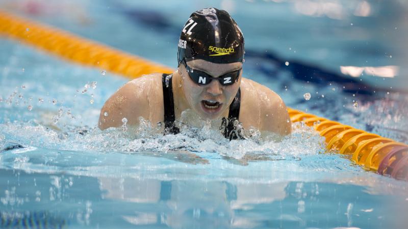 Mary Fisher of New Zealand competes at the 2015 IPC Swimming World Championships in Glasgow, Great Britain.