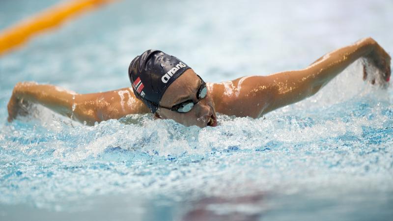 Sarah Louise Rung in the women's 50m butterfly S5 at the 2015 IPC Swimming World Championships in Glasgow, Great Britain.