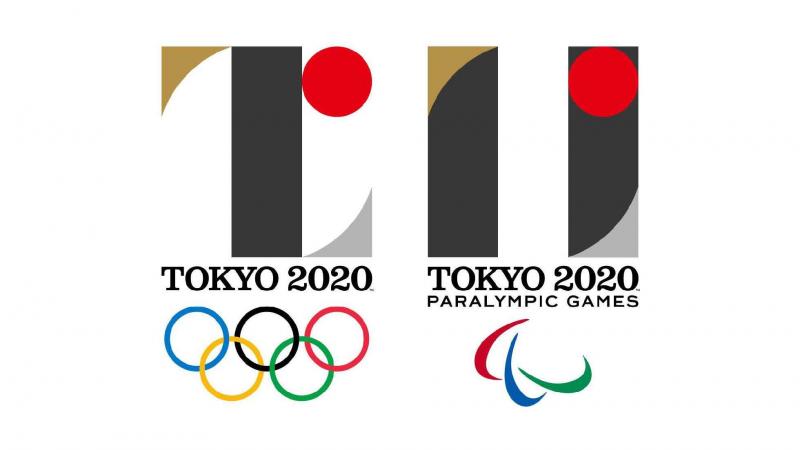 Two logos with both the Olympic rings and Agitos