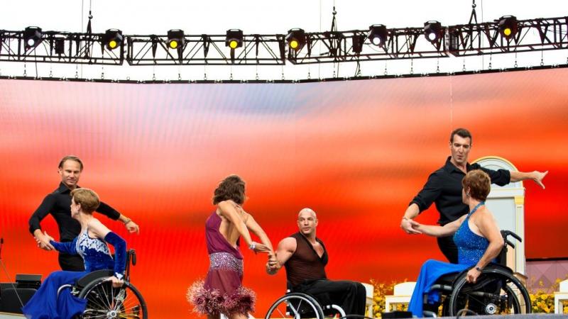 The American DanceWheels Formation Team who performed for the Pope included: Alysse Einbender, Aubree Marchione, Vlada Martinek, Diane Murphy, Mike Nichols and Nick Scott.