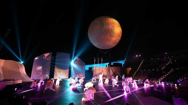 Dancers perform during the Opening Ceremony for the IPC Athletics World Championships at Katara on 21 October 2015 in Doha, Qatar. 
