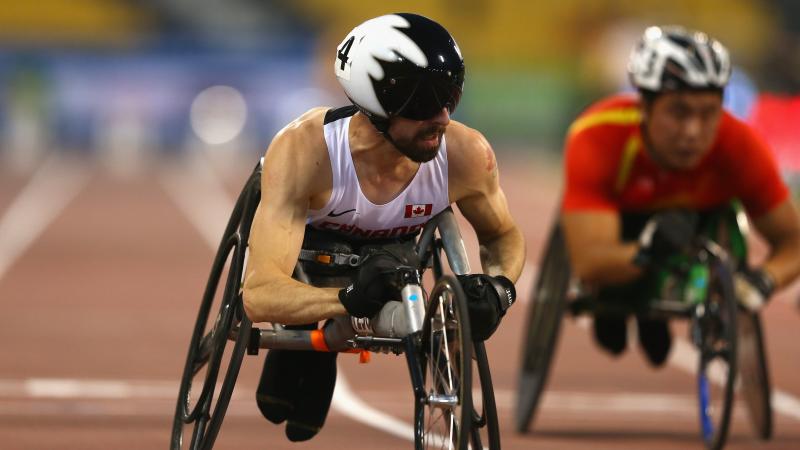 Wheelchair racer after finishing his race