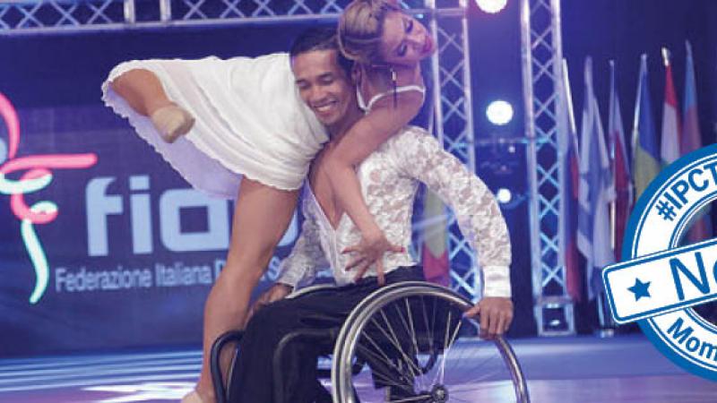 Graphic with wheelchair dance couple dancing