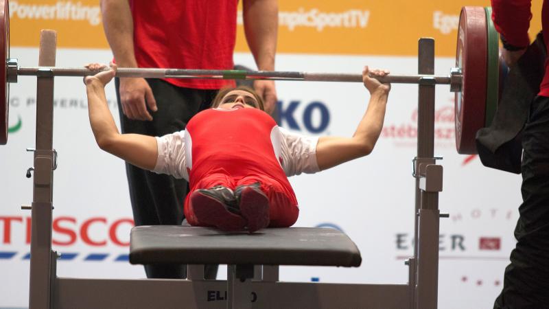 Nazmiye Muratli of Turkey competing at the 2015 IPC Powerlifting Open European Championships