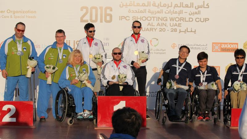 Podium with three teams