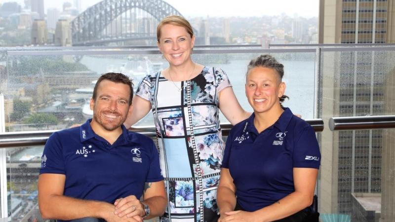 Kurt Fearnley, Chef de Mission Kate McLoughlin and Daniela Di Toro