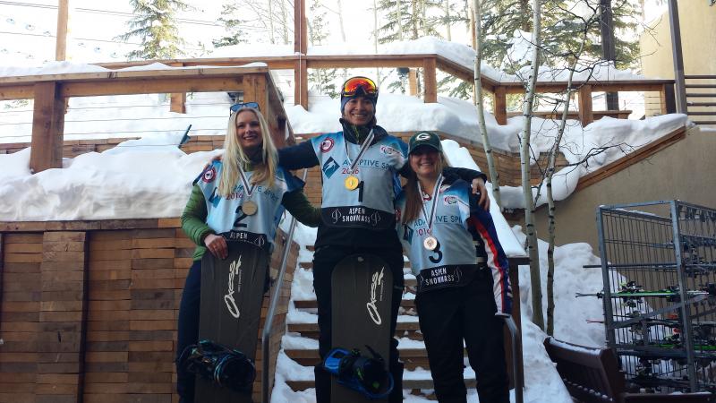 The Netherlands' Bibian Mentel-Spee secured her second World Cup win in Aspen and was joined on the podium by teammate Lisa Bunschoten and the USA’s Heidi Jo Duce.