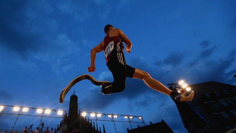 Markus Rehm of Bayer Levekusen competes in the mens long jump finale at Hauptmarkt Nuremberg during day 1 of the German Championships in Athletics on July 24, 2015 in Nuremberg, Germany.