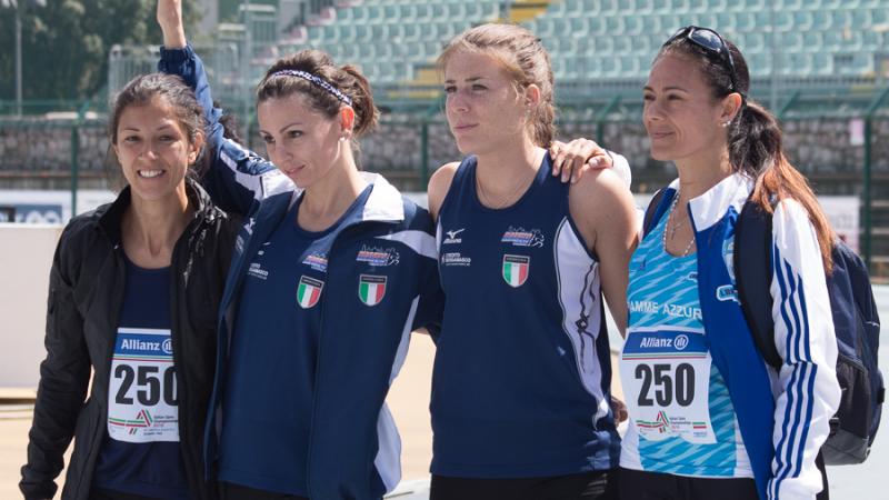 The Italian quartet set a new 4x100m T42-47 world record at the 2016 IPC Athletics Grand Prix in Grosseto, Italy, on 10 April 2016.