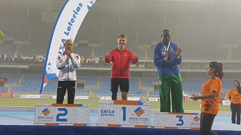 Denmark's Daniel Jorgensen celebrates victory at the Rio 2016 Test Event.