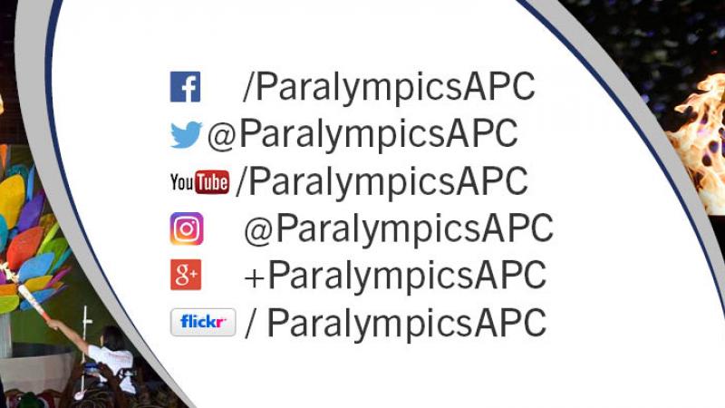 Graphic with social network logos and the text ParalympicsAPC