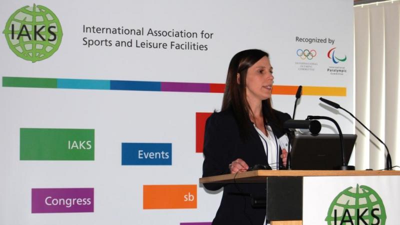 Jessica Korber gave a presentation to the 16th IAKS Management Conference on Artificial Ice Rinks.
