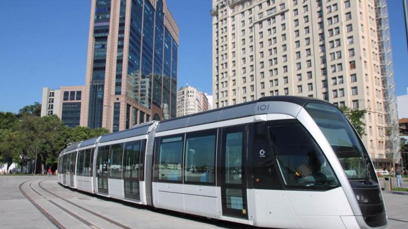 Tram in a city