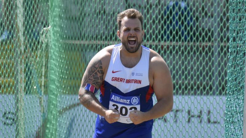 Man in GB jersey celebrating