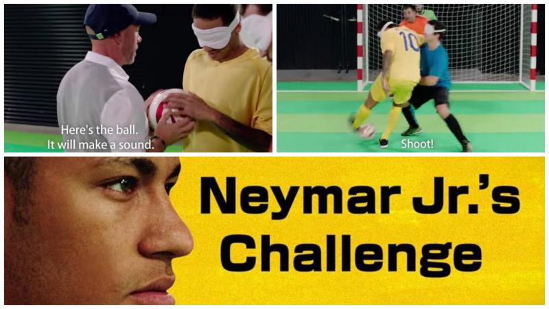 Brazil star Neymar Jr. plays blind football