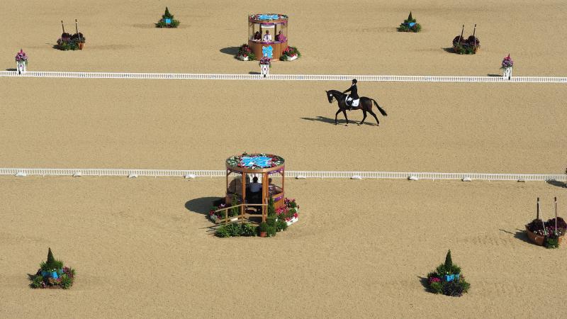 Argentina's Para equestrian rider Patricio Guglialmelli on his horse competing at London 2012.