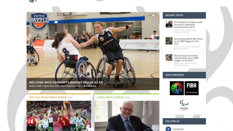 Screenshot of the International Wheelchair Basketball Federation's new website