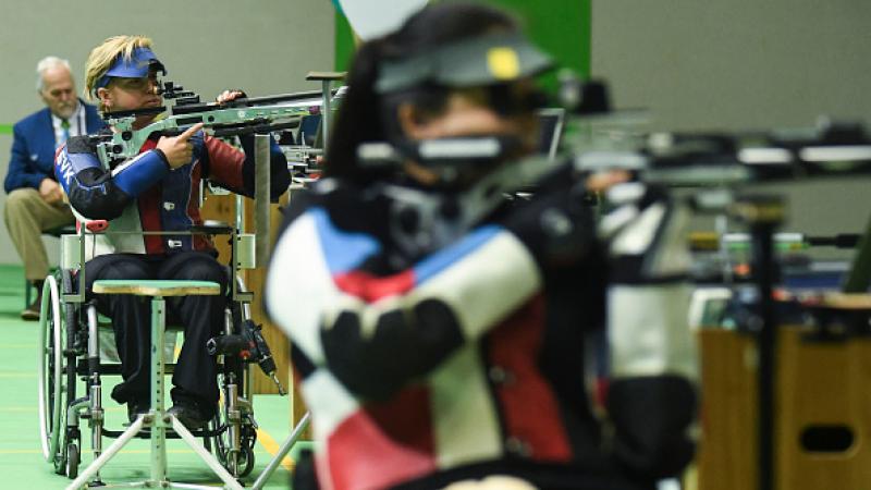 Veronika Vadovicova gold medalist at Shooting R2 Women's 10m Air Rifle Standing SH1 Final