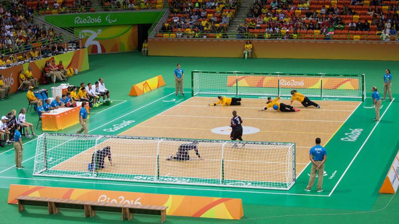 Preliminary Goalball match between USA and Brazil