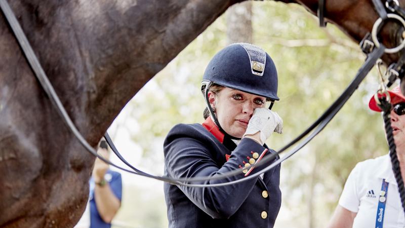 Natasha Baker (GBR) was overcome with emotion on winning her grade II individual gold medal.