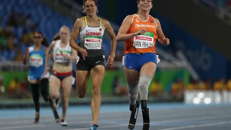 Marlou van Rhijn of Netherlands competes in the Women's 200m - T44 Fina
