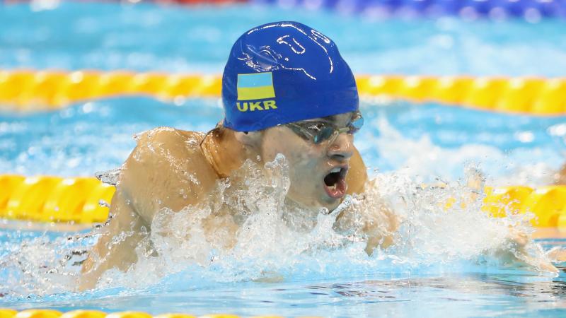 Ievgenii Bogodaiko of the Ukraine competes in the men's 100m breaststroke SB6 final at the Rio 2016 Paralympic Games.