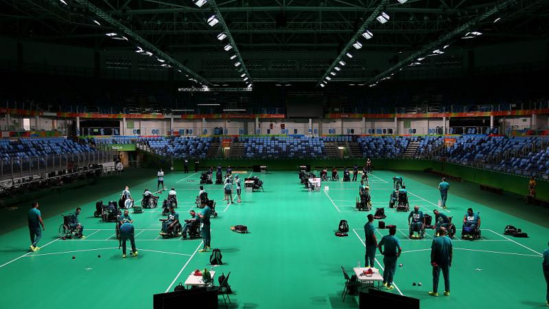 A general view during a Boccia training session at the Olympic Carioca Arena 2 ahead of the 2016 Paralympic Games in Rio de Janeiro, Brazil. (Photo by Friedemann Vogel/Getty Images)