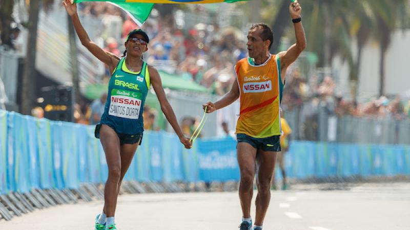 Edneusa De Jesus Santos Dorta BRA Bronze Medal winner in the Women's T12 Marathon at Fort Copacabana.