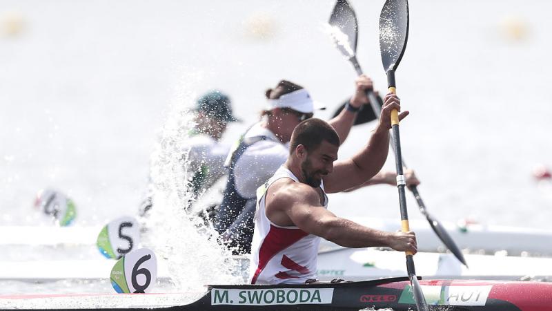 Markus Swoboda of Austria - Rio 2016 Markus Swoboda of Austria in action during the Canoe Sprint - Men's KL2 200m heat 2 at the Rio 2016 Paralympic Games.