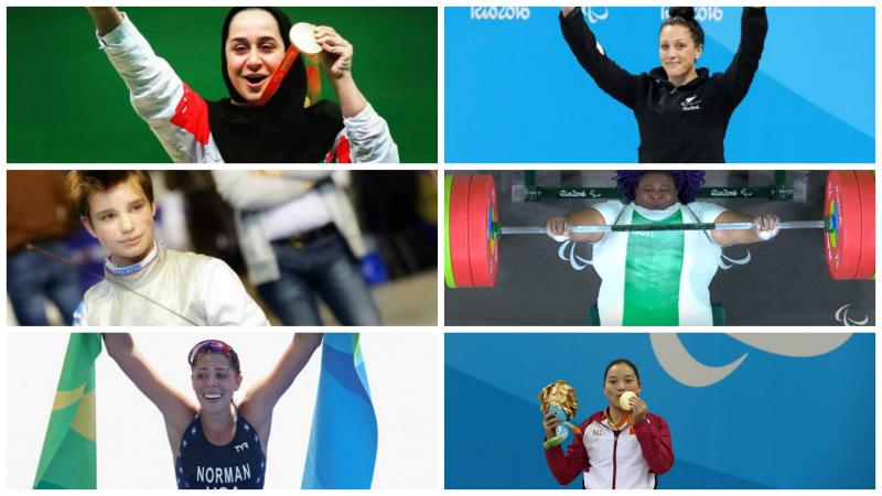 Collage of six female athletes