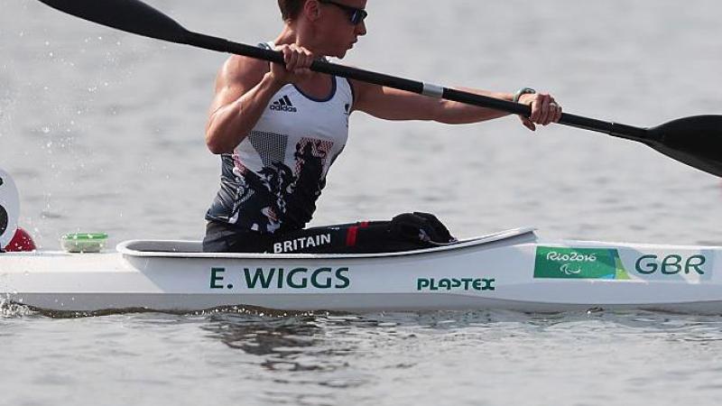 Athlete practicing para-canoe