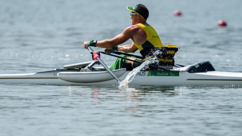 Erik Horrie of Australia competes in the AS Men's Single Scu. - ASM1x Final A at the Rio 2016 Paralympic Games.