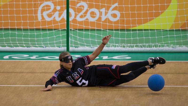 Amanda Dennis USA in action during the Goalball Women's Preliminary Group C match between the United States of America and Brazil at Future Arena