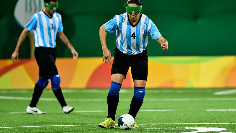 Froilan Padilla during the Men's Football 5-a-side between Argentina and Mexico at the Olympic Tennis Centre on Day 2 of the Paralympic Games